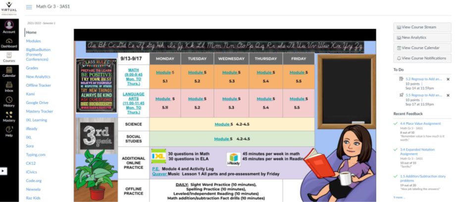 course dashboard